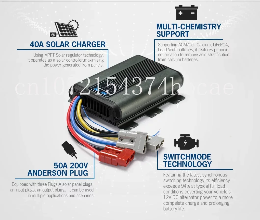 ATEM POWER 40A 12V Solar MPPT Dual Battery System Car DC TO DC Battery Charger