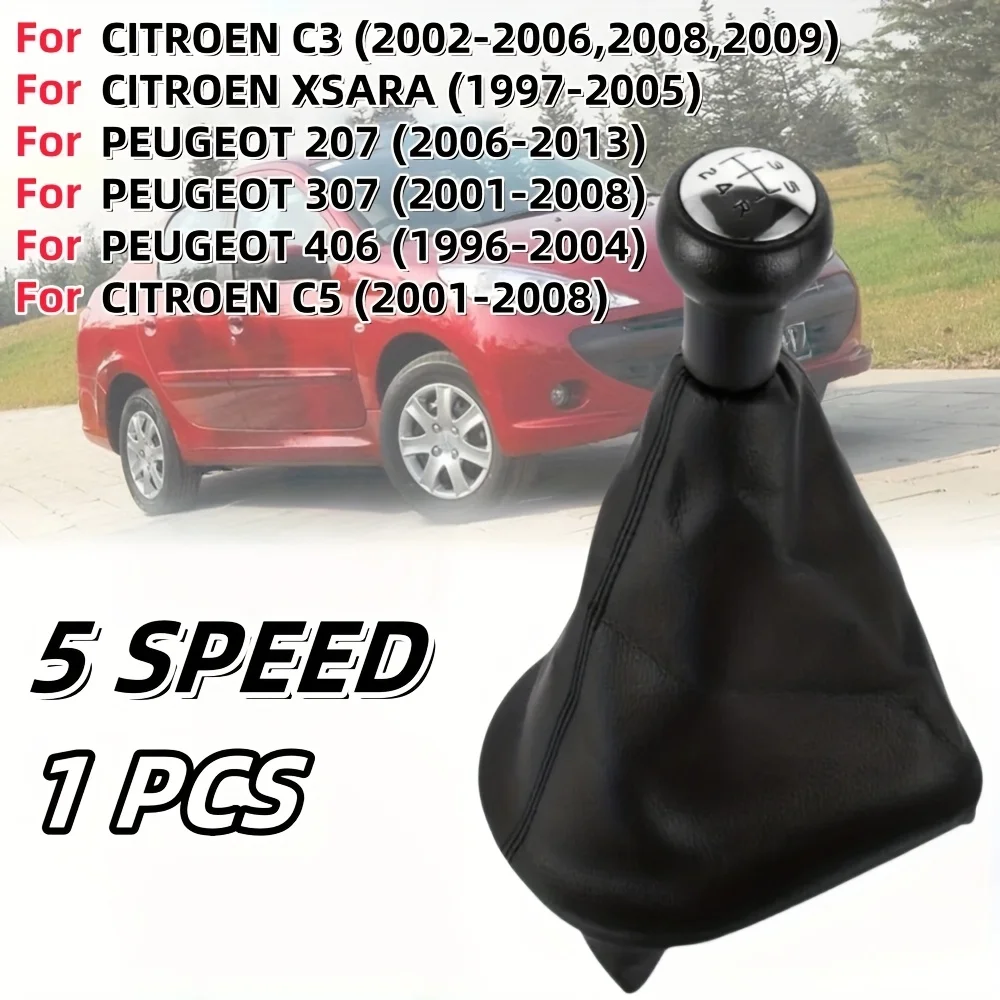 

For Peugeot 207 307 406 C5 C3 For Citroen XSARA 5-Speed Gear Shift Knob Shifter Lever Stick Gaiter Boot Cover Car Accessories