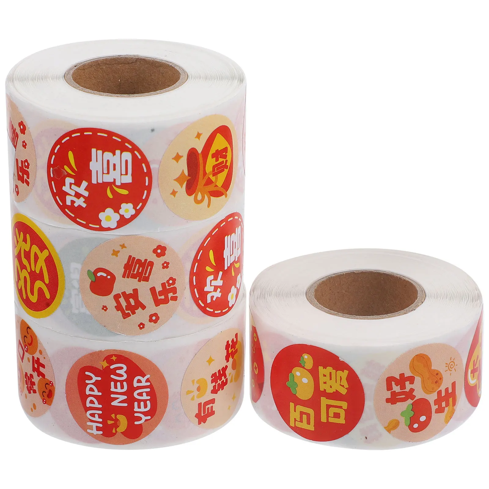 4 Rolls Round Label Stickers Cute Cartoon Adhesive Dots for Envelope Closure Gift Box Decoration DIY Handmade Crafts Kids Party