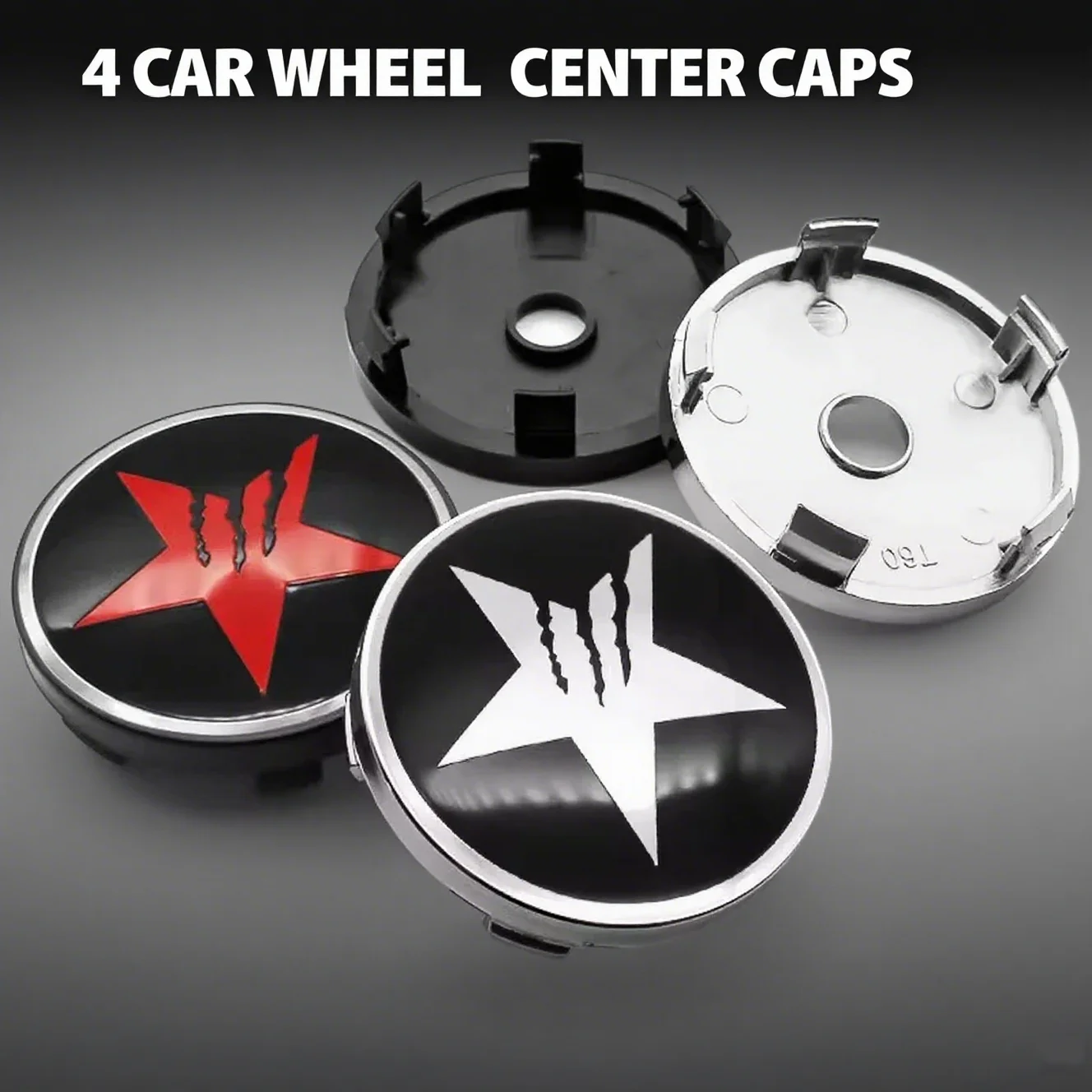 

4PCS 56+60MM SPEED Star Universal Car Emblem Wheel Hub Center Cap Badge Covers Accessories