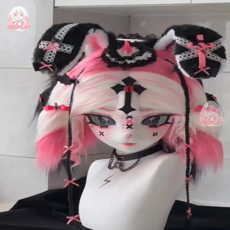 Yis cosplay Custom Furry head Kigurumi Head Cosplay Kemono Fursuit Handmade Headsets Beast Customized Fursuit Kemono Head