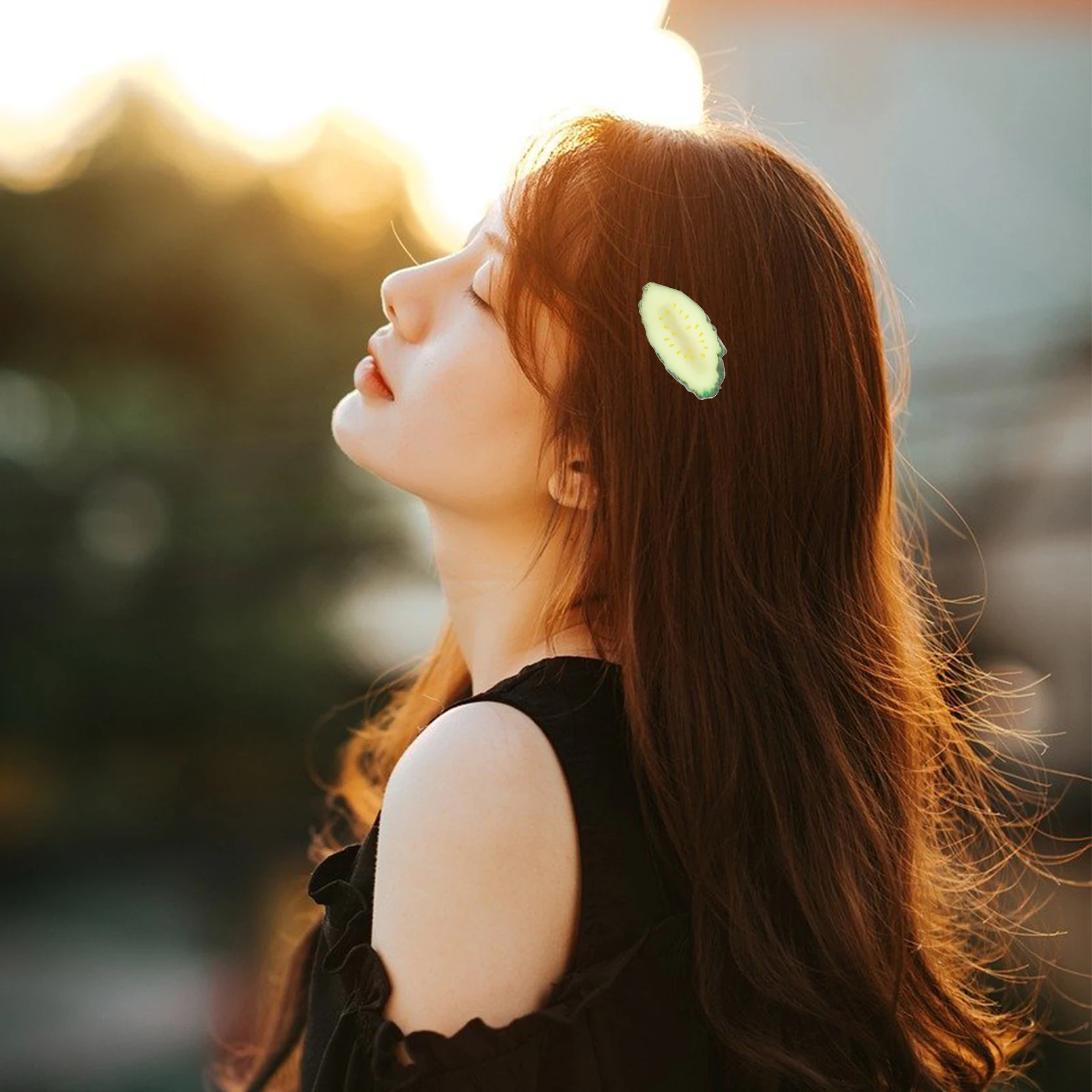 

Cute Cucumber Hair Accessory for Girls Quirky Design Lightweight Portable Strong Grip Versatile Usage Safe Resin Material