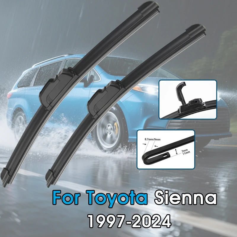 Auto Wischer Klingen Für Toyota Sienna XL20 XL30 1997-2024 Windschutzscheibe Windschutz Frontscheibe Klingen Fit U Haken arm Auto Zubehör