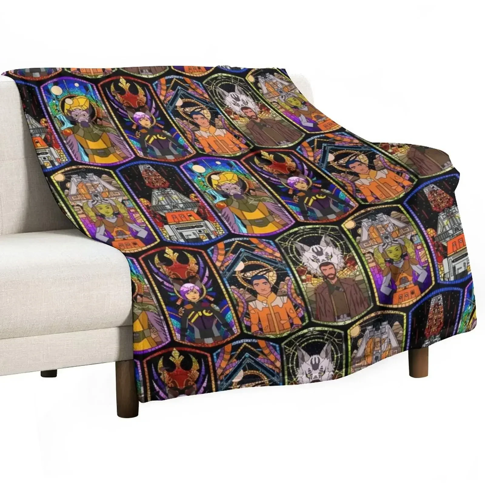 

ghost crew stained glass Throw Blanket Luxury St Winter beds Decorative Sofas Tourist Blankets