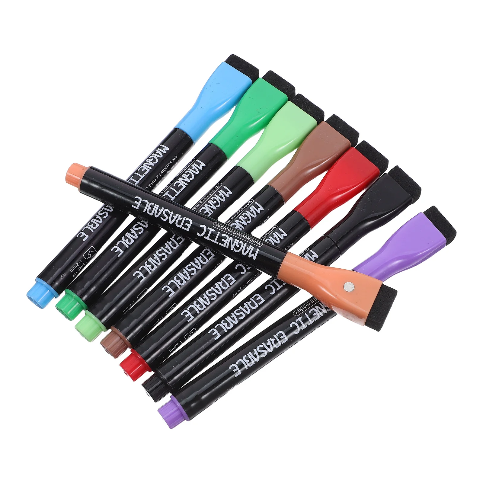 

8 шт. маркеры для сухого стирания с магнитом-ластиком для доски, магнитные ручки с тонким кончиком, черные