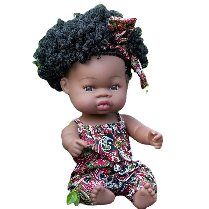 

Yy Children's Simulation Black Doll Full Soft Rubber Bath Plush Doll Toy