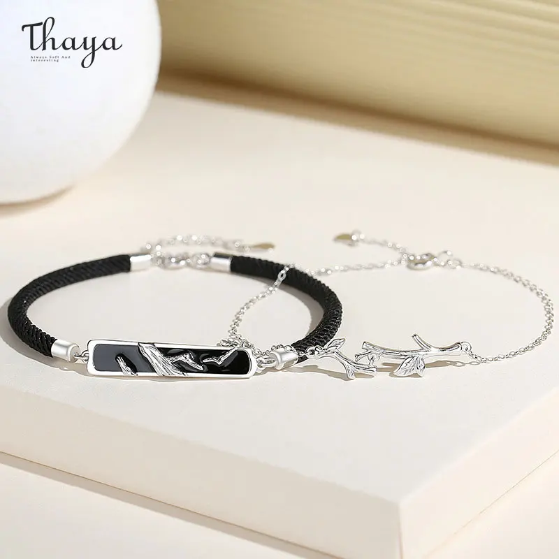 

Thaya S925 Silver Couple Bracelets Elegant Chain Bracelets for Couple Vintage Fashion Female Bracelet Engagement Fine Jewelry