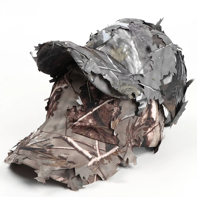 

Регулируемая 3D-кепка с камуфляжным принтом в виде листьев, дышащая бейсболка-гилли для мужчин и женщин, для камуфляжа в джунглях и съемки дикой природы ﻿