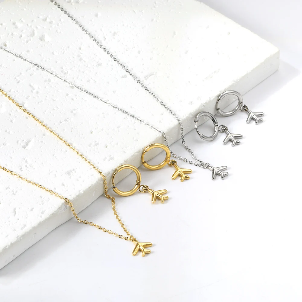 Cute Airplane Jewelry Set for Women