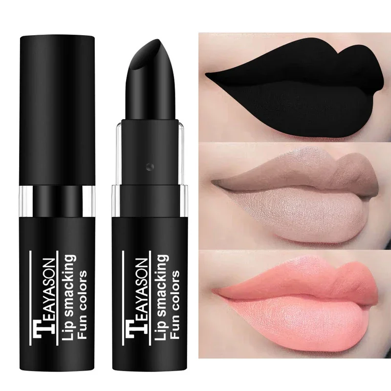 Matt vampir schwarz lippenstift 12 farben wasserdicht langlebig sexy rot whtie grün samt matt lippenstifte lippen make-up kosmetik