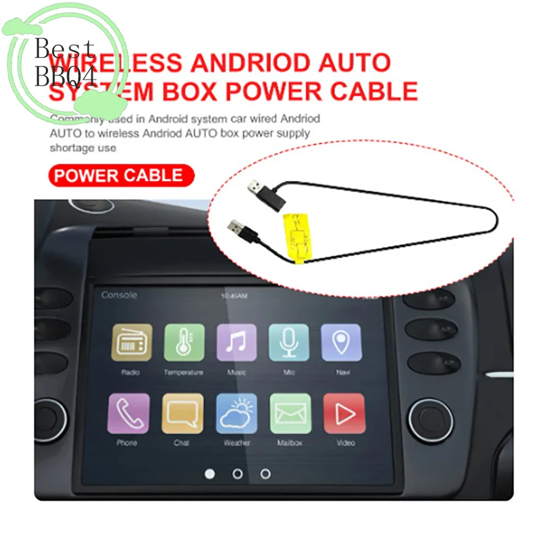 (BBQ4)Wireless CarPlay Ai Box Power Cable Android Auto Converter Two-Point Line Prevent Restart Stable Power Supply