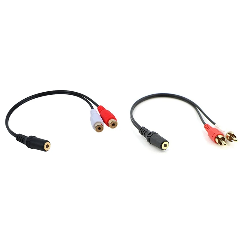 RISE-2PCS 3.5mm Jack Female to 2 Female Jacks Stereo Adapter Audio Splitter with 2 RCA Jack Aux Stereo Audio Cable