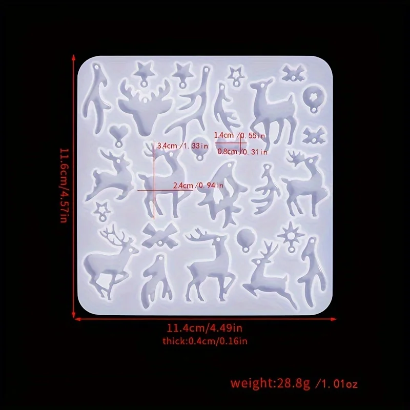 53 قطعة DIY قطرة الغراء قرون عيد الميلاد أقراط قالب من السيليكون شجرة عيد الميلاد قرون قلادة أقراط قلادة #3