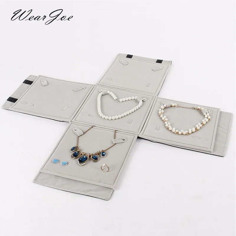 Multi-functional Jewelry Set Carrying Foldable Bag Ring Earring Pendant Necklace Chain Storage Roll Bag Travel Package Organizer