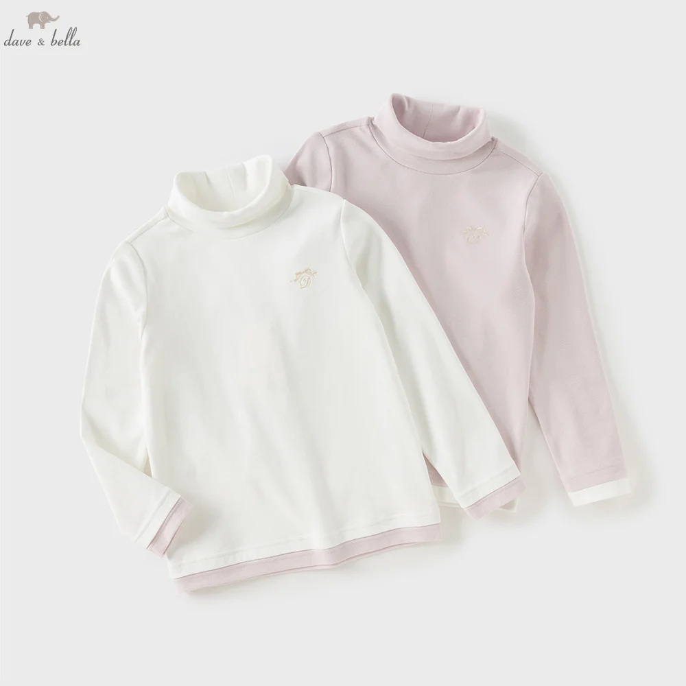 Dave Bella Children T-shirts Autumn Winter Girls Cotton Pullover Long Sleeved Casual Warm Bottoming Tops Kids Clothing DK4253714