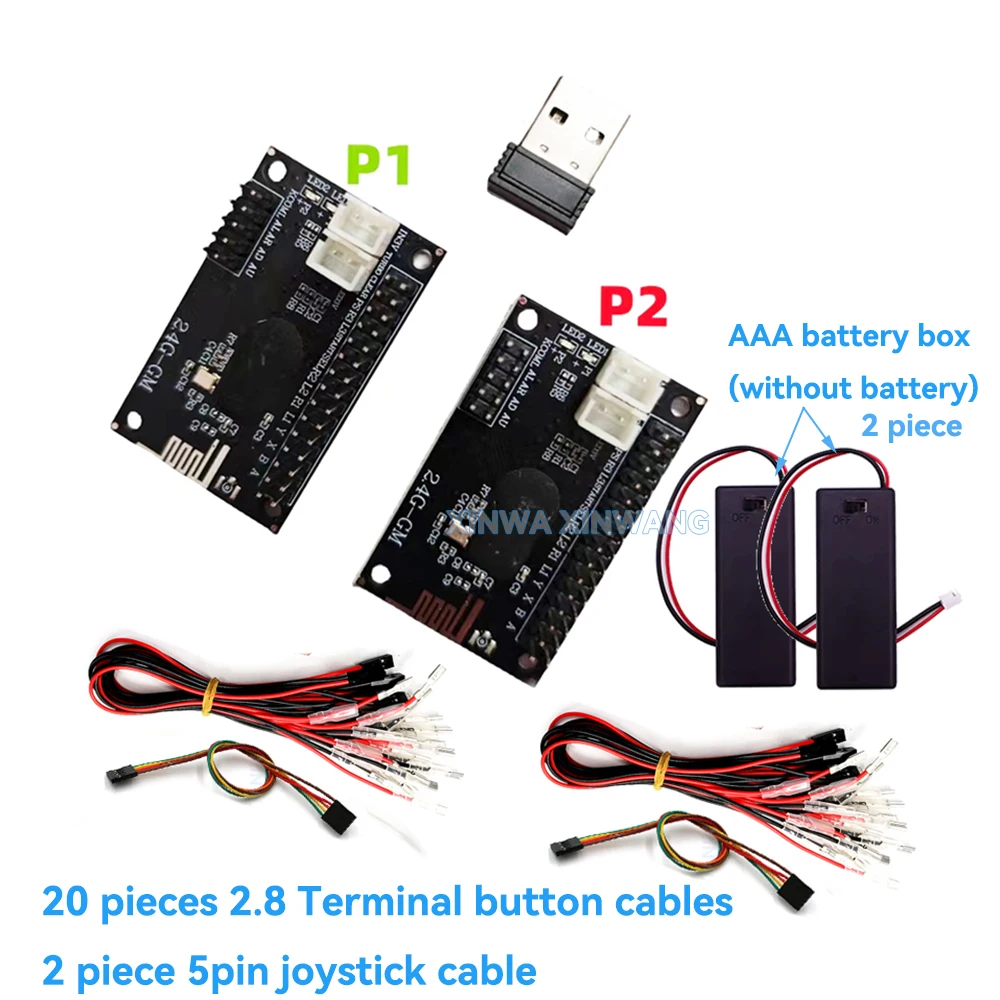 2-Player Wireless Zero Delay USB-Adapter Encoder Arcade-Steuerung PCB für Pandora Game Joystick Console PC PS3 DIY Kit – Detail 7