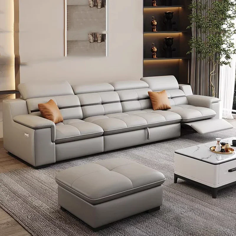 أرائك غرفة المعيشة باللون البني عالي الظهر لدعم الظهر وصالات المكتب أريكة كهربائية نائمة فاخرة Divani Per Soggiorno أثاث منزلي #3