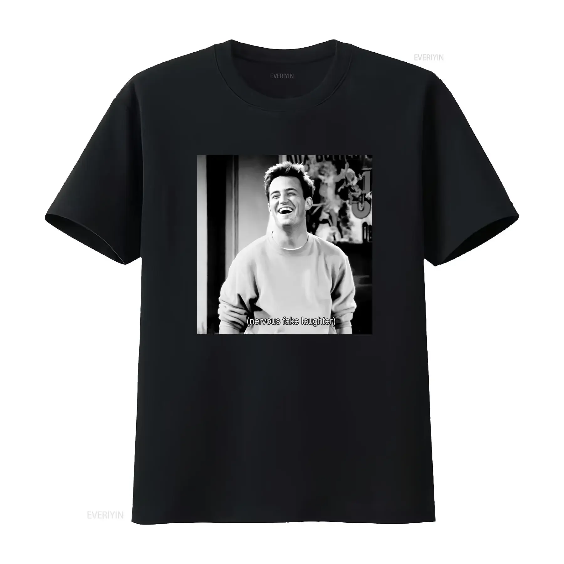 Friends Tv Series Matthew Perry Chandler Bing T Shirt Nervous Fake Laughter Design Comfortable Cotton for Fans vintage Washed