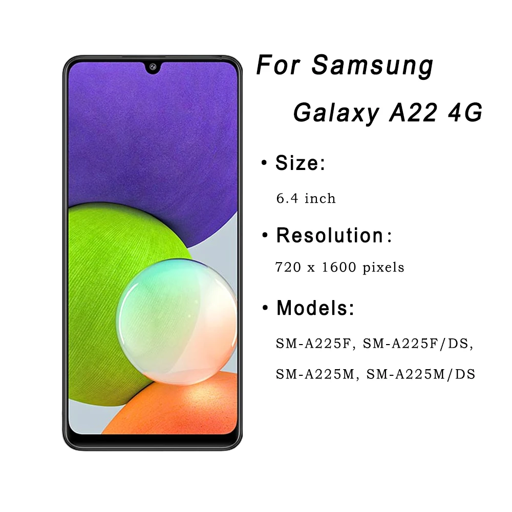 AMOLED Display Für Samsung Galaxy A22 4G LCD Display Touchscreen Digitizer SM-A225F A225F/DS A225M A225M/DS Bildschirm Ersatz