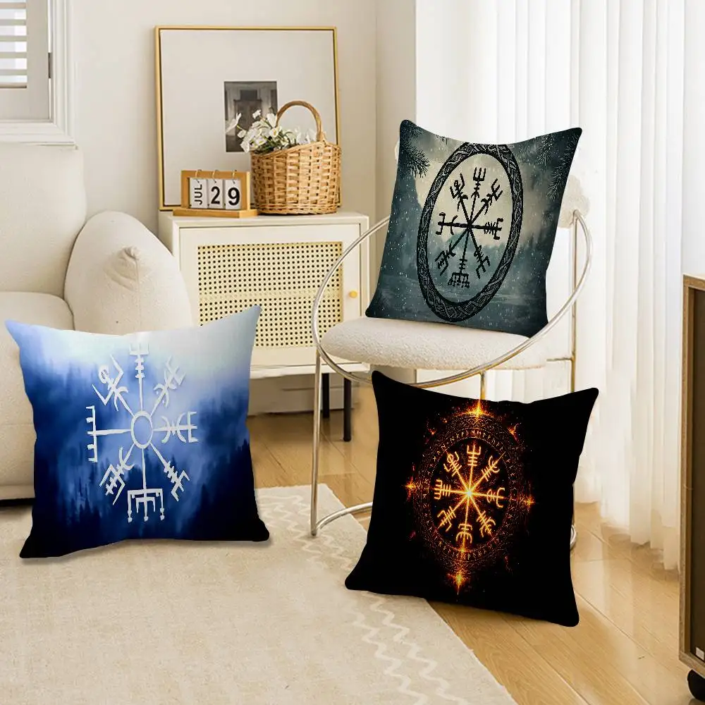 Viking Vegvisir Logo Cushion Cover Pillow Cover Decor Pillowcase Printed Cushion Case for Couch
