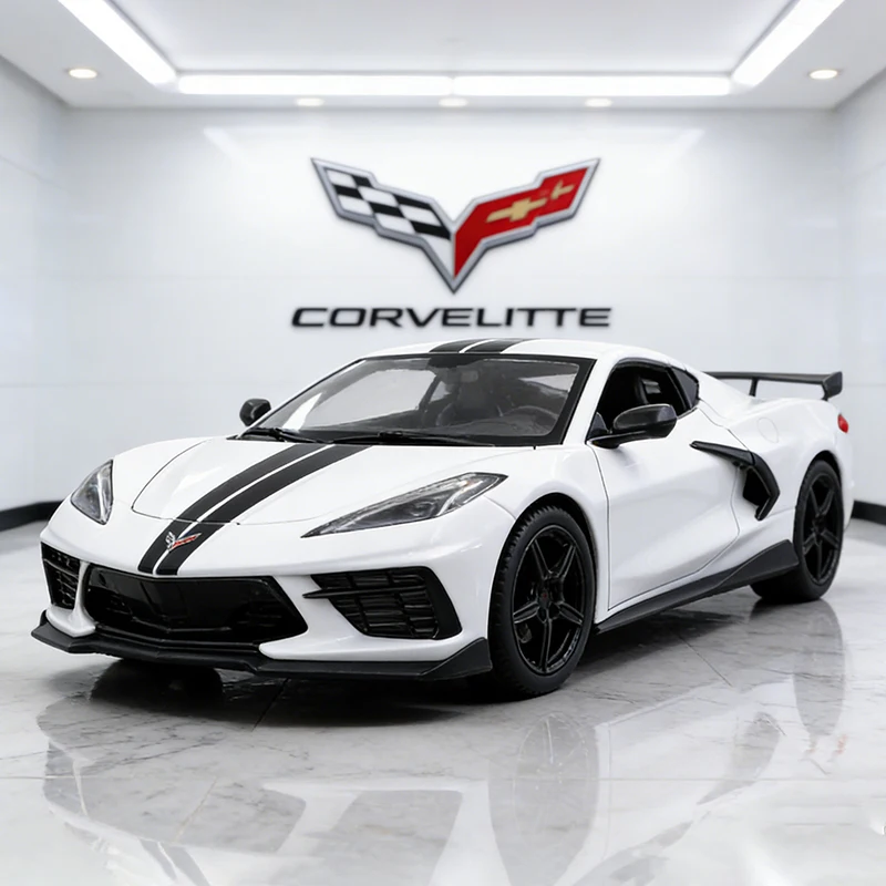 

Масштабная модель автомобиля Chevrolet Corvette Stingray Coupe 1:24, литая под давлением, из сплава, игрушечная машинка для детей