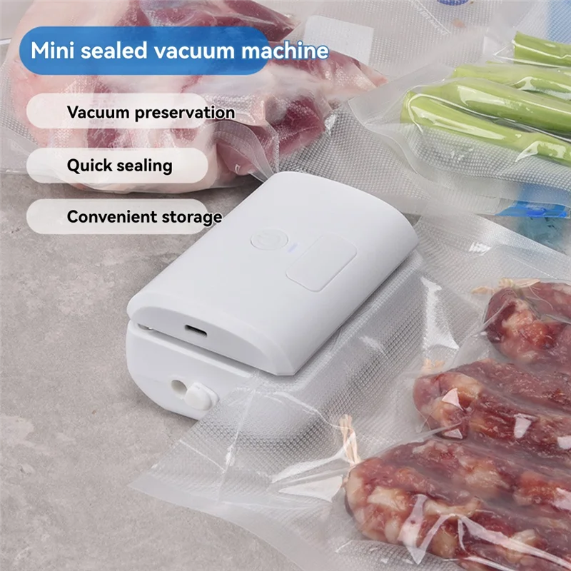 

ABSS-Mini Вакуумный упаковщик Вакуумный компрессионный мешок Машина для пищевых пакетов Портативный пластиковый пакет с зажимом для запайки Домашняя вакуумная машина