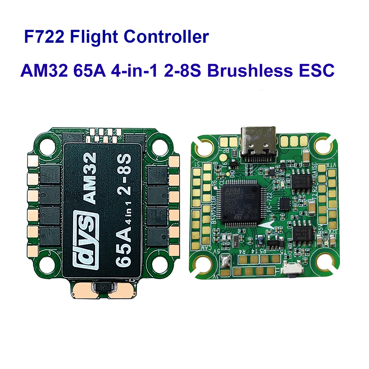 

Контроллер полета DYS F7 F722 Stack 30x30 / AM32 65A 4-в-1 2-8S, бесщеточный ESC/для FPV гоночного дрона, квадрокоптера