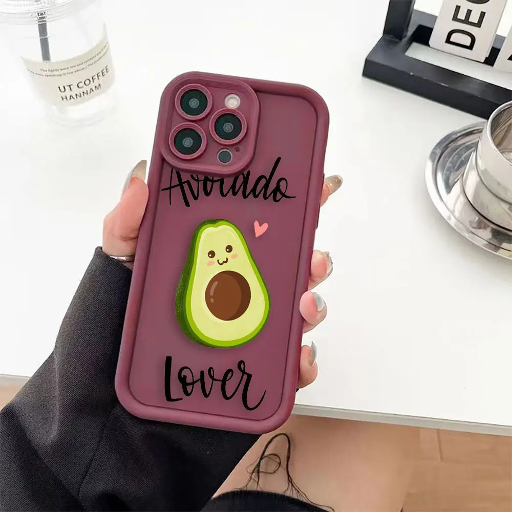 Simple Fruit Avocado Luxtury Phone Case For iPhone Apple 15 14 12 13 11 Pro 8 7 SE Plus X XR XS Max Soft Case Funda Capa Shell