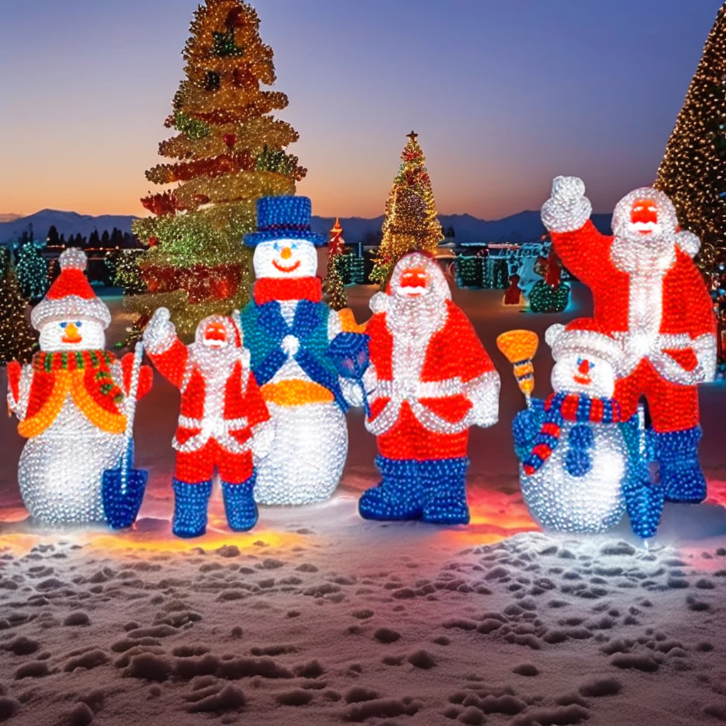 

Commercial Grade 210cm LED Outdoor Christmas Lights with Santa Claus Sculpture for Decorative Festive Displays