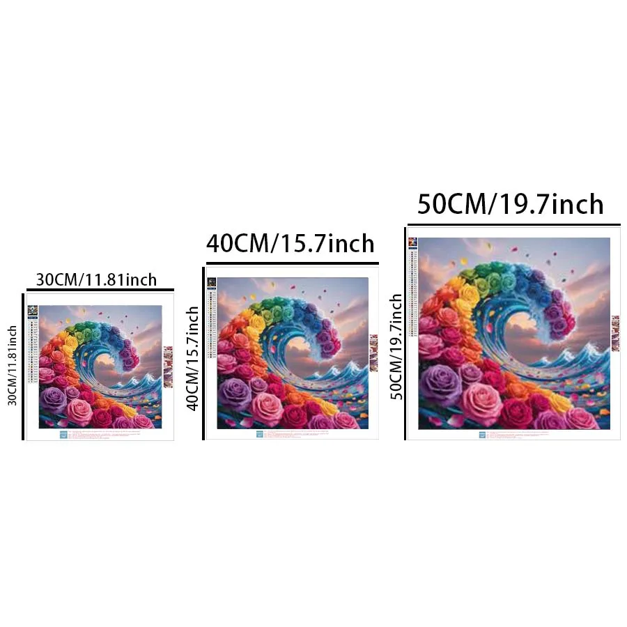 1 Piece, 5D, DIY, Round Diamond Painting Kit, Rose, Wave Mosaic, Diamond Art, Home Decor