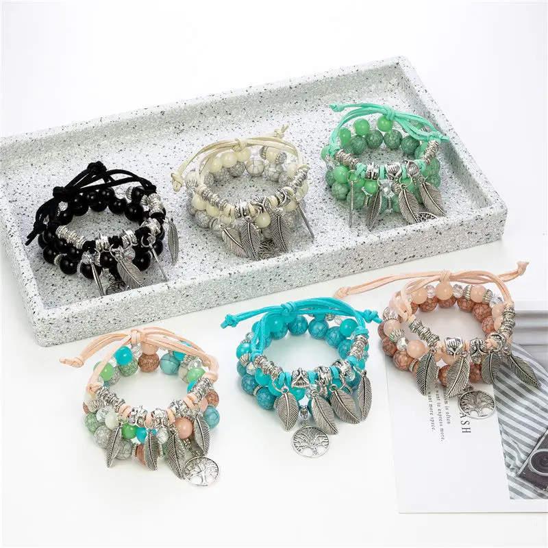 2022 new European and American fashion bracelet multi-layer bracelet trendy street shot, women's hand jewelry owl beaded