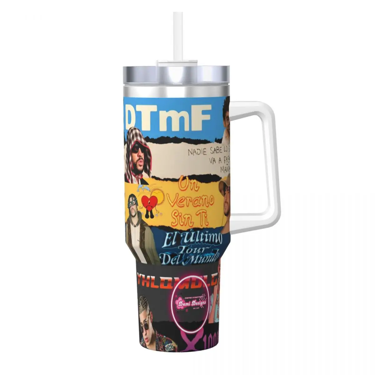 Stainless Steel Tumbler Fashion Tops DTMF Bad Bunny Album 2025 Car Mugs With Straws Driving Drink Water Bottle 40oz Thermal Mug