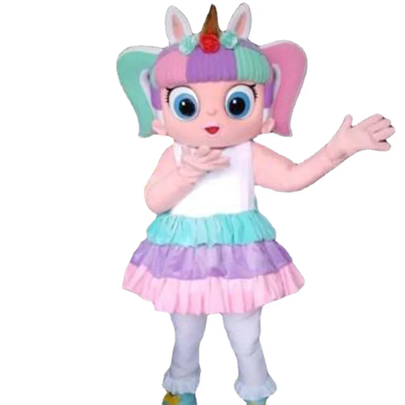 

New Adult Cute Unicorn Doll Girl Mascot Costume Adult Cartoon Character Outfit Major Event Advertisement for Birthday Gift Party