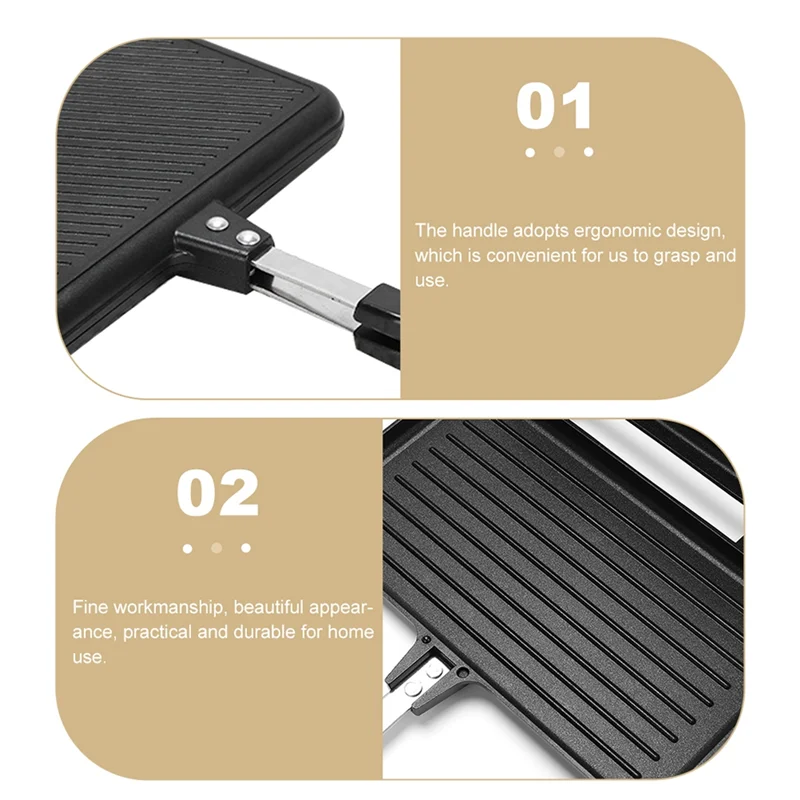 Sandwich-Bratmaschine, Press-Ei-Frühstück, doppelte Omelett-Kochpfanne, gegrillte Grillplatte, seitliches Kochgeschirr-T33C