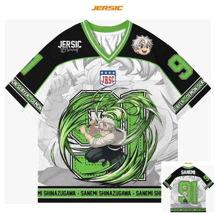 91 جيرسي شيطان القاتل سانيمي كيميتسو الكورية نمط Kpop البيسبول الهوكي المعتاد تي شيرت عادية موضة أنيمي اليومية للجنسين تيز