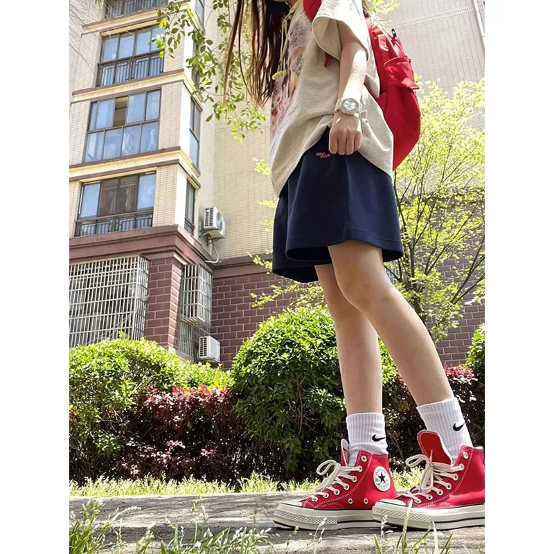 Lose Haremstücke mit geradem Bein für Damen, Denim-Blau, Freizeithose, hohe Taille, Street Sle, Sommer, Neuheiten von Xiangbaiwei