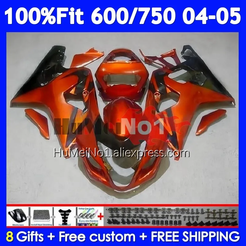 OEM Body For SUZUKI GSXR 750 600 CC Orange black K4 GSX-R600 103No.36 GSXR-750 GSXR600 GSXR750 04 05 2004 2005 Injection Fairing