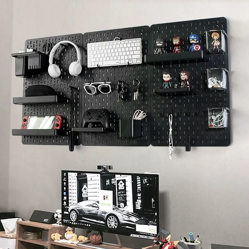 White Pegboard Display Panels Home Office Storage Hole Board,Pegboard Wall Organizer for Game Room,kitchen Perforated Board
