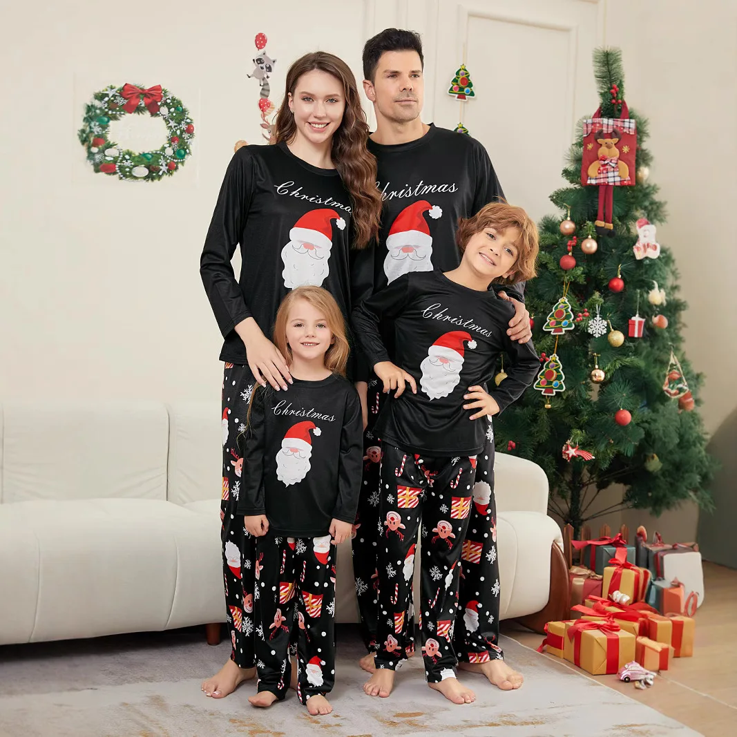 

Cristmas Family Pijama，New Year and Christmas parent-child outfits, printed family of four adult and children's pajamas set