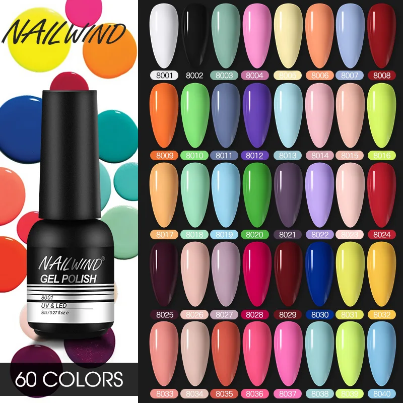 NAILWIND Nail Polish 8ml Hybrid Varnish Manicure Art Semi Permanent Need UV LED Nail Art Base Top Coat Gel Nail Polish