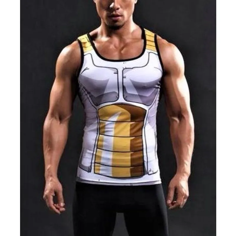 2026 Summer Vegeta Battle Suit Dragon Ball Z Anime Tank Top Men's Cosplay Print Gym Casual Breathable Sports Kid Basketball Vest
