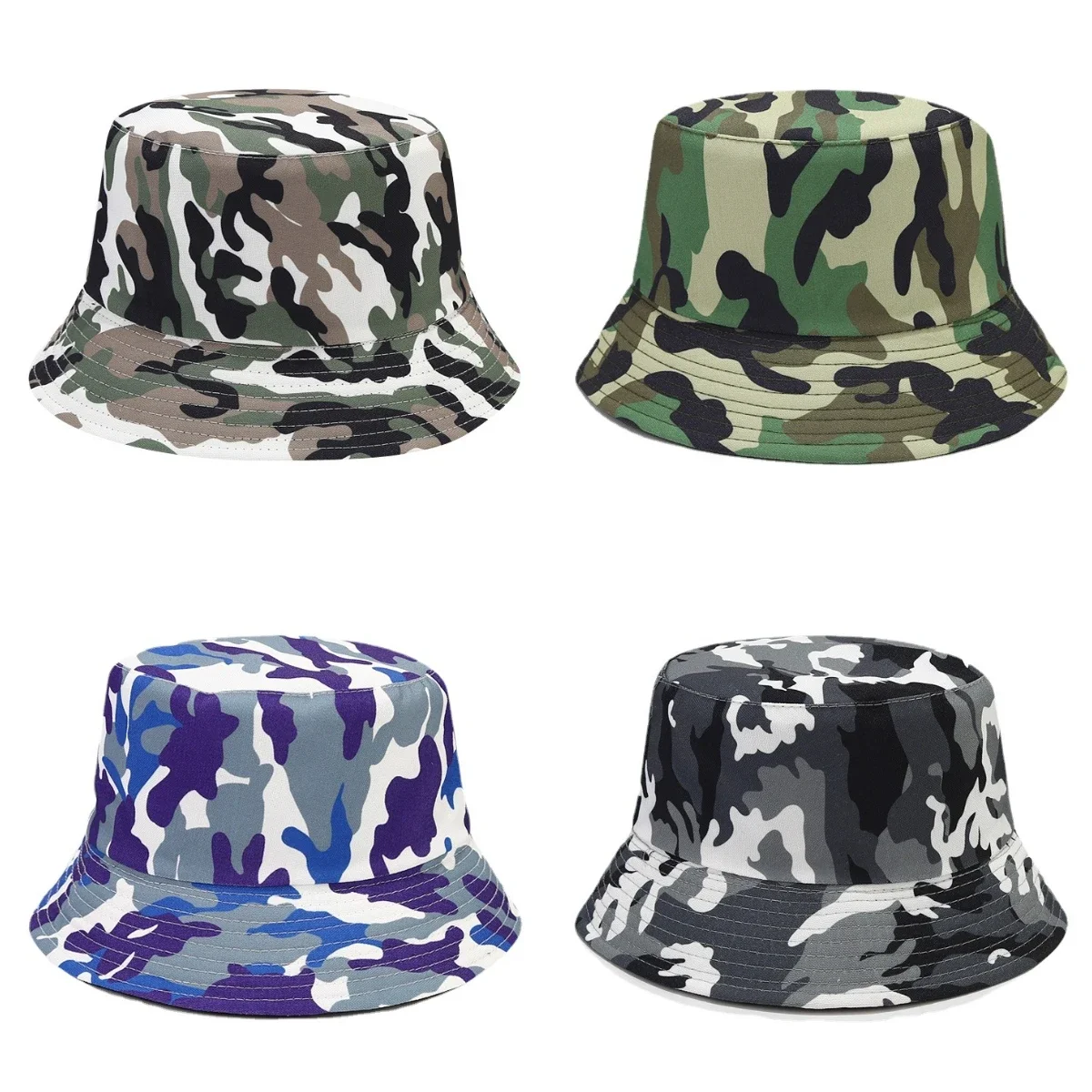 Camouflage Print Bucket Hats Men Women Kid Summer Outdoor Ports Sunscreen Panama Man Fishing Fisherman Caps Beach Travel Sun Hat