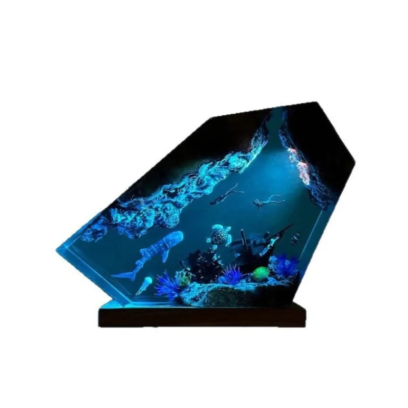 Undersea Whale Sea Turtle Resin Lamp Human Diver Creative Unique Night Light Home Decor Special Gift