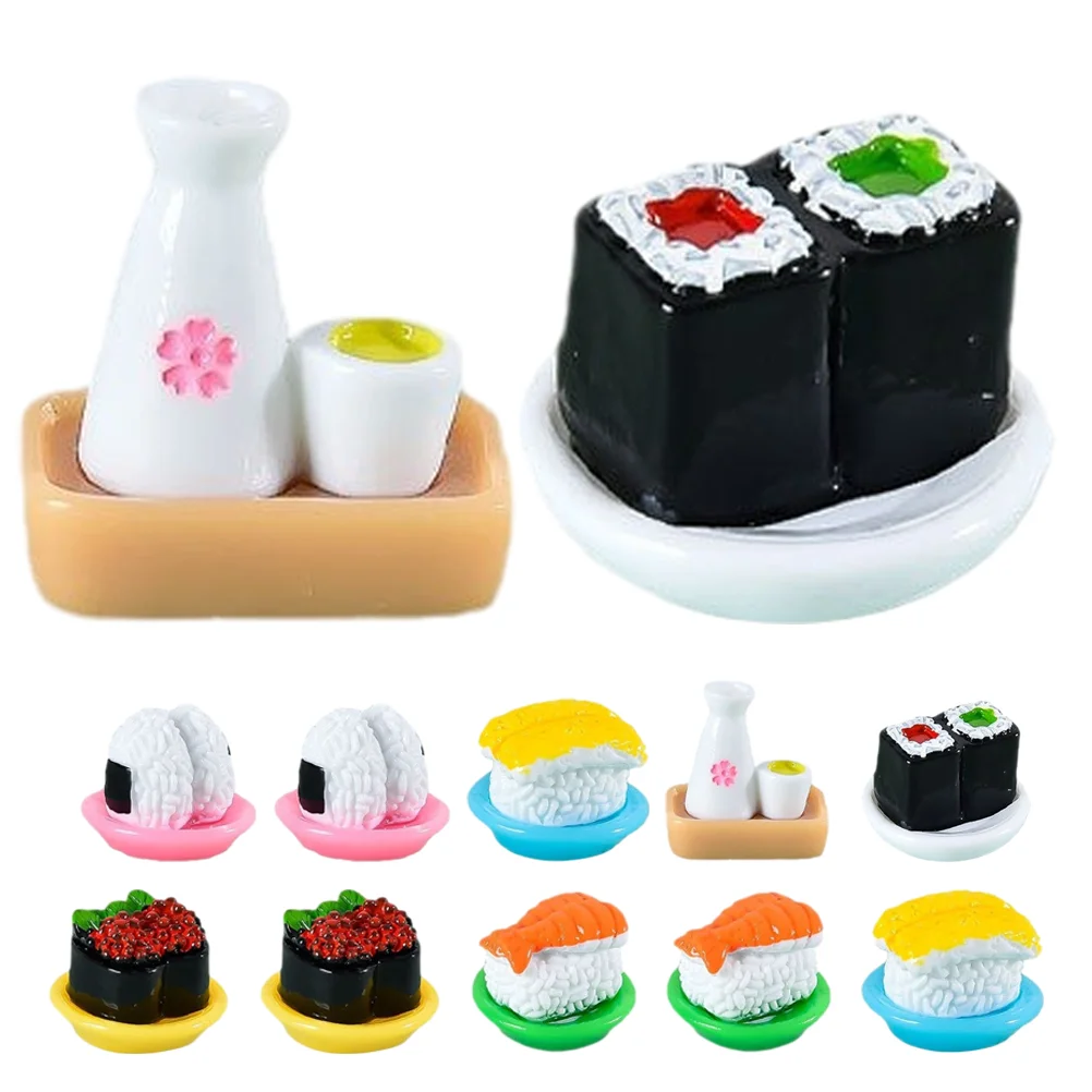 12 Pcs Simulated Japanese Sushi Miniature Model Desk Decor DIY Accessories Desktop Resin Decorations House Prop