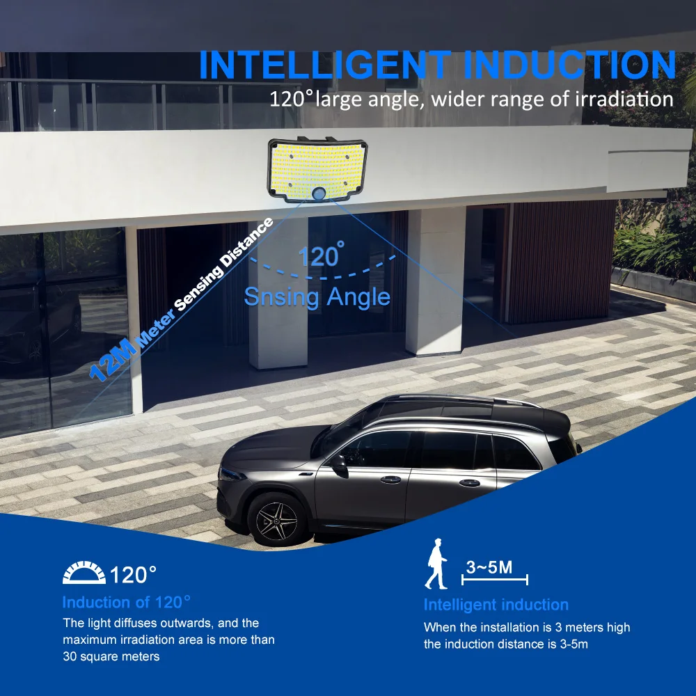 254/243LED أضواء الشمسية في الهواء الطلق حديقة تعمل بالطاقة الشمسية إضاءة أمنية كشاف ضوء محس حركة 3 وضع مقاوم للماء حديقة سقيفة ساحة