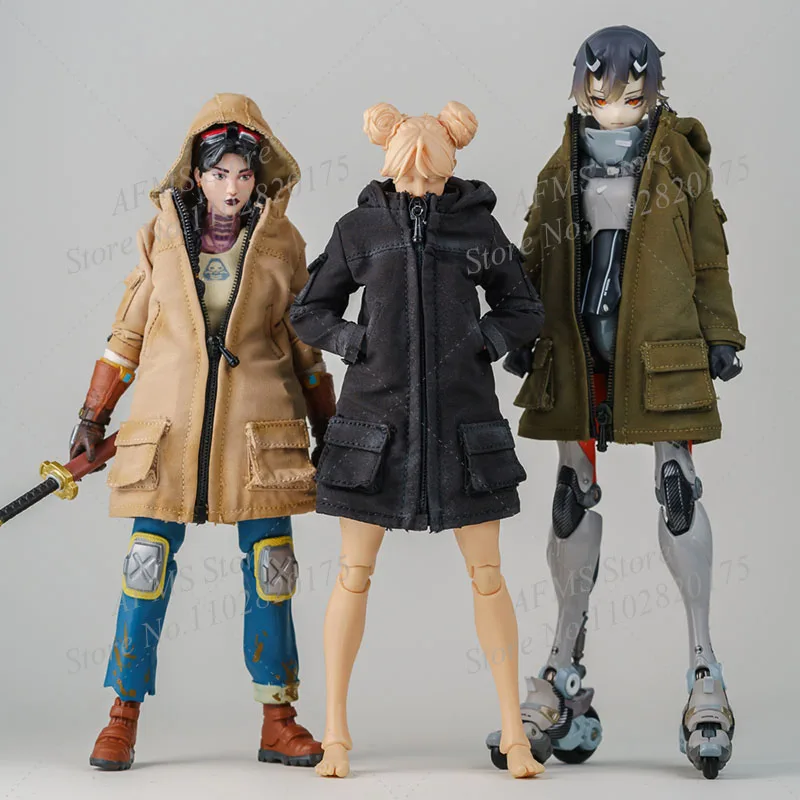 1/12 Scale Collectible Figure Mobile Suit Girl Trench Coat Zipper Make Old Style Hooded Fit 6