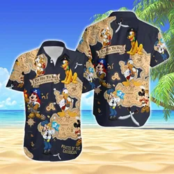 Pirates of the Caribbean Mickey Mouse Hawaiian Shirt Men Women Short Sleeve Shirt Disney Hawaiian Shirt Fashion Breathable Shirt