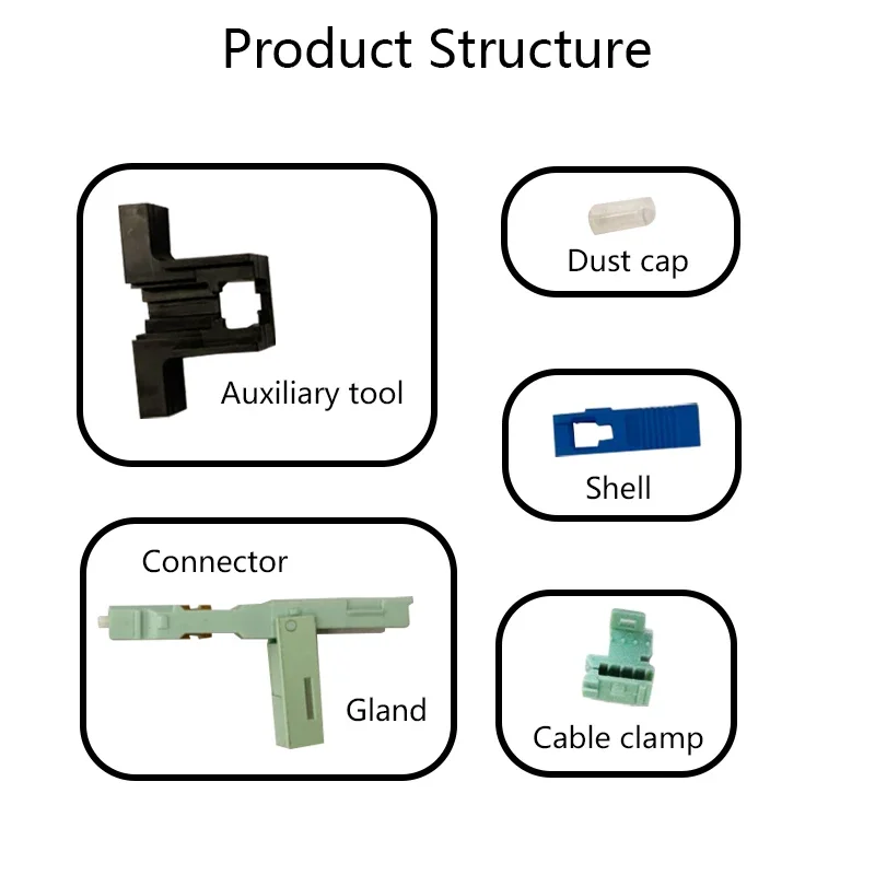 OPTFOCUS-Conector óptico de Fibra óptica FTTH SC APC, adaptador rápido de Fibra Optica de modo único, 100 piezas, Conector rápido SC UPC SM