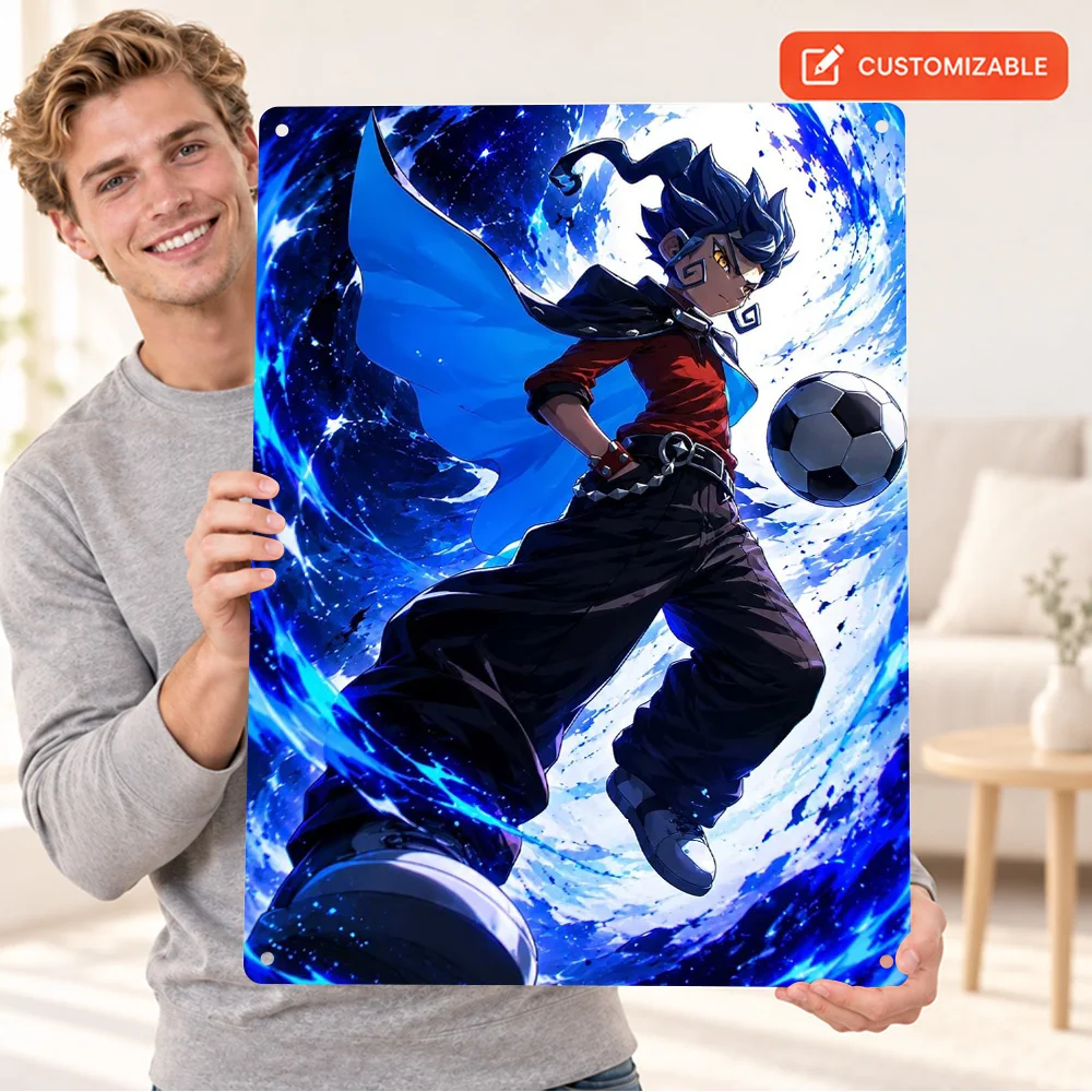 Inazuma Eleven Anime Design Aluminum Poster Customized Metal Sign Fantasy Illustration Wall Art For Home Office Collector Gift