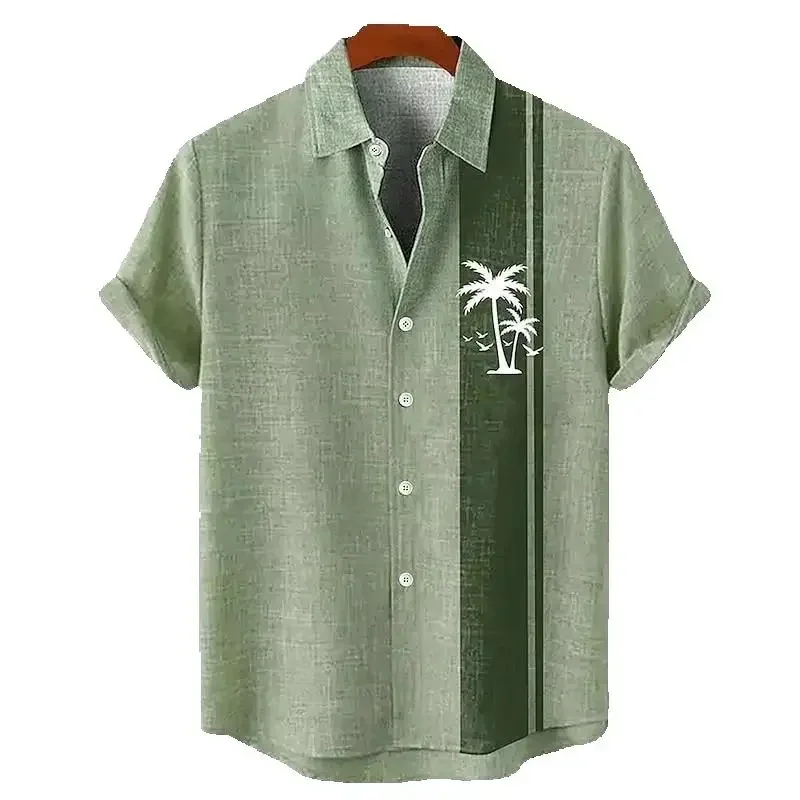 New summer fashion casual retro simple shirt 3D printing linen men and women street short-sleeved shirt tops